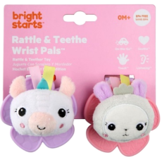 Bright Starts Rattle & Teethe Wrist Pals Toy Unicorn & Llama Rattle & Teether Toy              